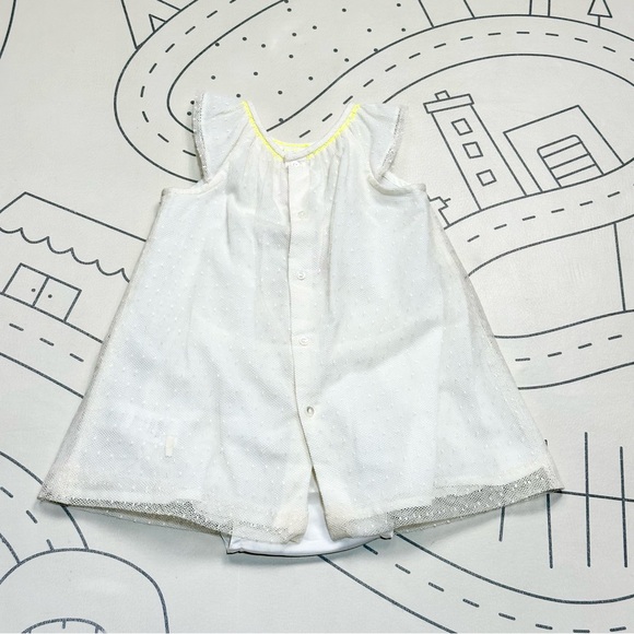 Bonpoint Off-White Amande Dress with Yellow Trim - Picture 4 of 10